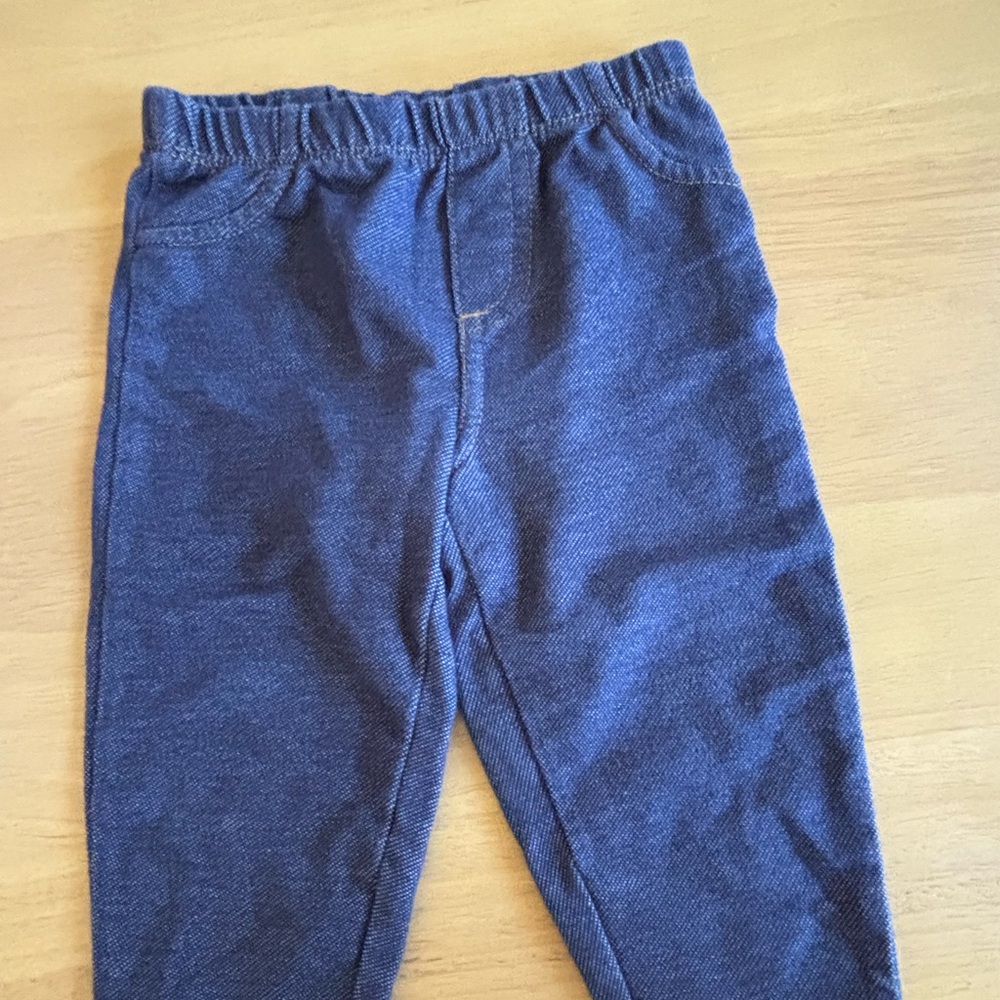 Kids Elastic-Waist Faux Jean Blue Leggings